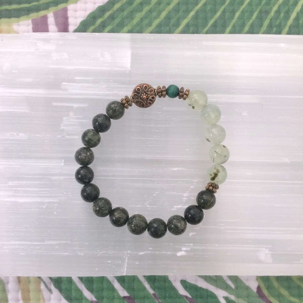 Prehnite/Serpentine/Malachite Gem Bracelet